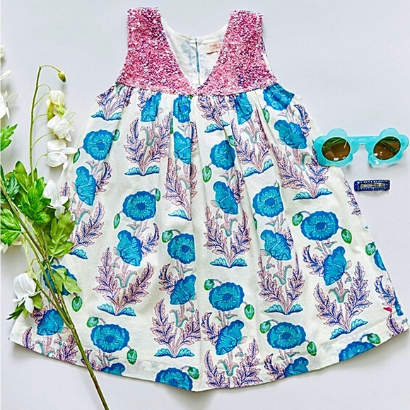 Pink Chicken Other - Pink Chicken Floral Courtney Dress with Sequins 6Y